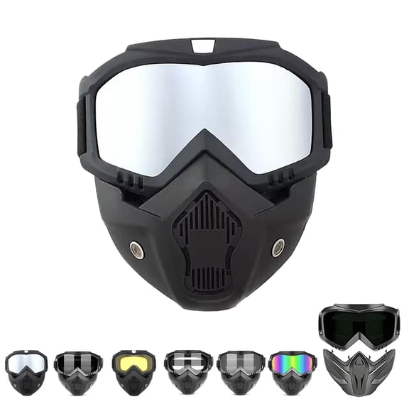 Detachable Full Face Goggle Mask,Anti-Fog,Windproof, Impact Resistant Face Shield for Welding, Riding, ATV, Dirt Bike & Outdoor Sports
