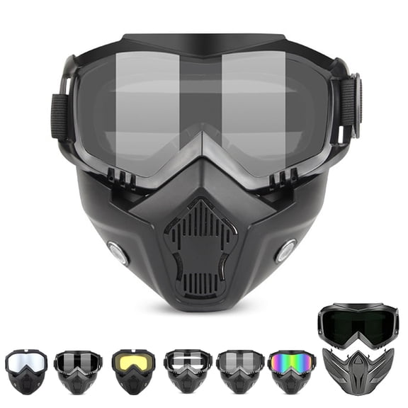 Detachable Full Face Goggle Mask,Anti-Fog,Windproof, Impact Resistant Face Shield for Welding, Riding, ATV, Dirt Bike & Outdoor Sports