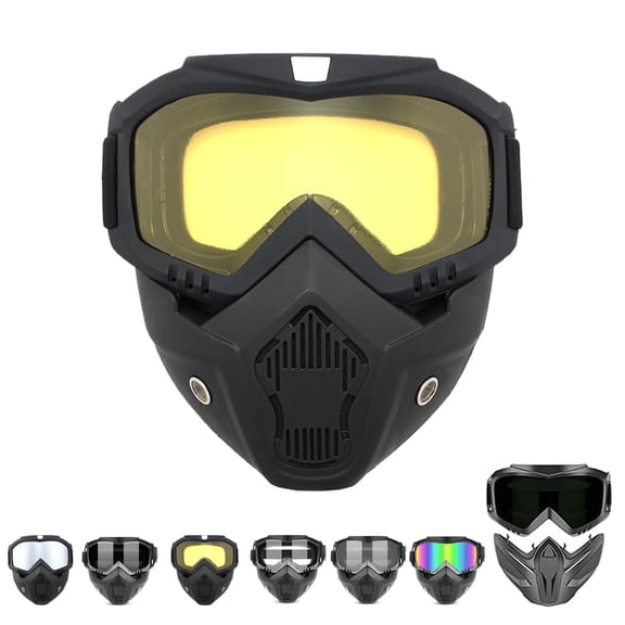 Detachable Full Face Goggle Mask,Anti-Fog,Windproof, Impact Resistant Face Shield for Welding, Riding, ATV, Dirt Bike & Outdoor Sports