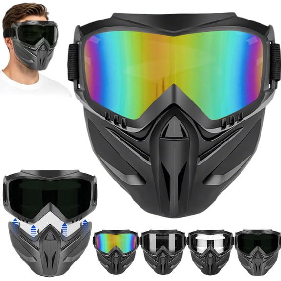 Detachable Full Face Goggle Mask, Anti-Fog Windproof Protective Safety Glasses For Riding, Grass Cutting