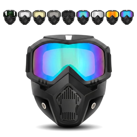 Detachable Full Face Goggle Mask, Anti-UV Dustproof Anti-Fog HD Lens, Large Viewing Safety Glasses for Riding Cutting Welding