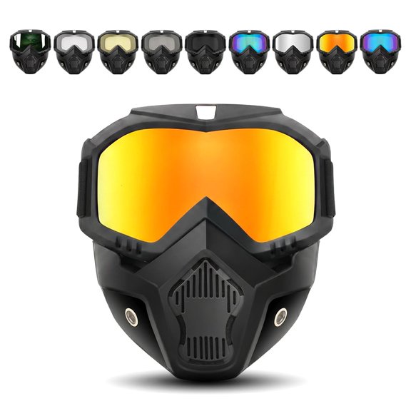 Detachable Full Face Goggle Mask, Anti-UV Dustproof Anti-Fog HD Lens, Large Viewing Safety Glasses for Riding Cutting Welding