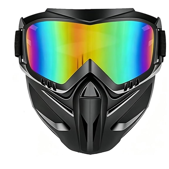 Detachable Full Face Goggle Mask, Full Face Tactical Mask Goggles Detachable, Anti-Ultraviolet Radiation, Anti-Fog Hd Lens, Large Viewing Hood Adjustable, Paint Ball Mask for Riding and Cutting