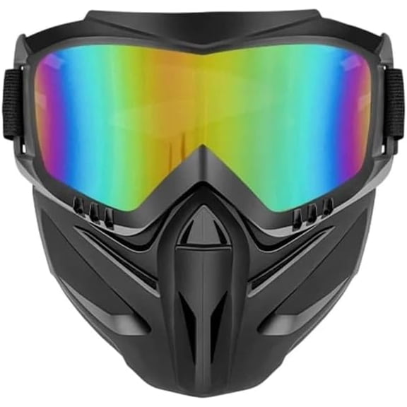 Detachable Full Face Goggle Mask, Goggle Mask for Welding & Riding Anti-Fog Protective Impact Resistant SafetyGlasse