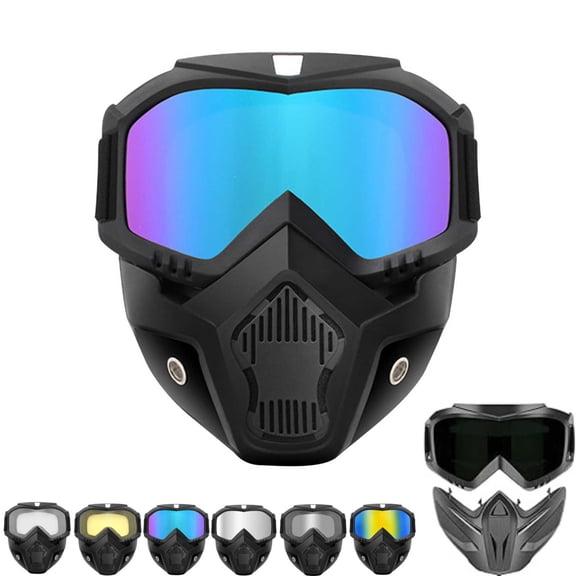Detachable Full Face Goggle Mask,Goggle Mask for Welding & Riding,Anti-Fog Windproof Impact Resistant Face Protection Shield (C)