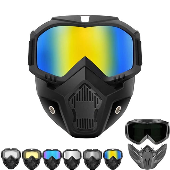 Detachable Full Face Goggle Mask,Goggle Mask for Welding & Riding,Anti-Fog Windproof Impact Resistant Face Protection Shield (E)
