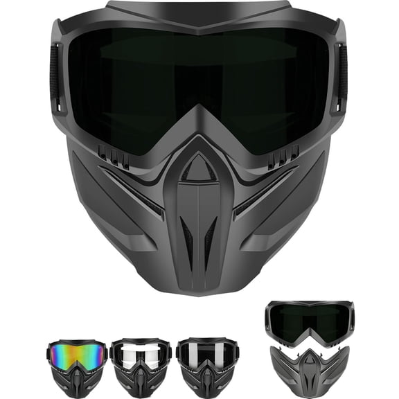Detachable Full Face Goggle Mask,Goggle Mask for Welding & Riding,Anti-Fog Windproof Impact Resistant Face Protection Shield