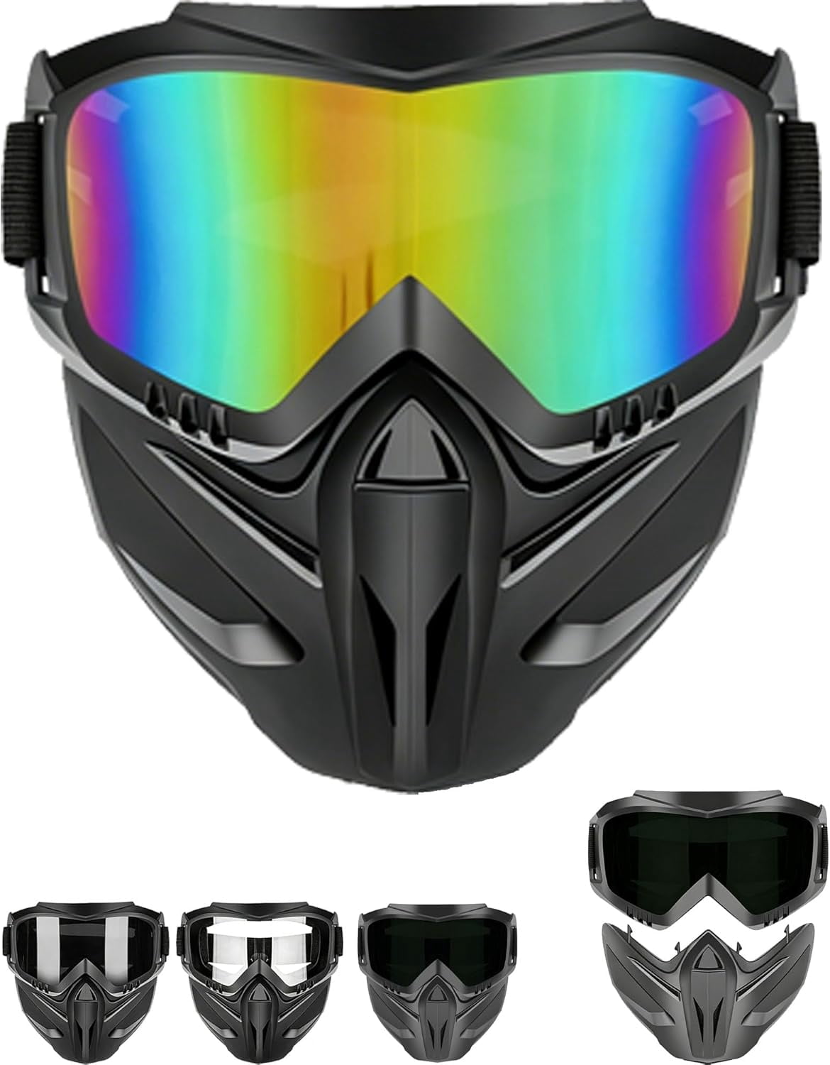Detachable Full Face Goggle Mask,Goggle Mask for Welding & Riding,Anti ...