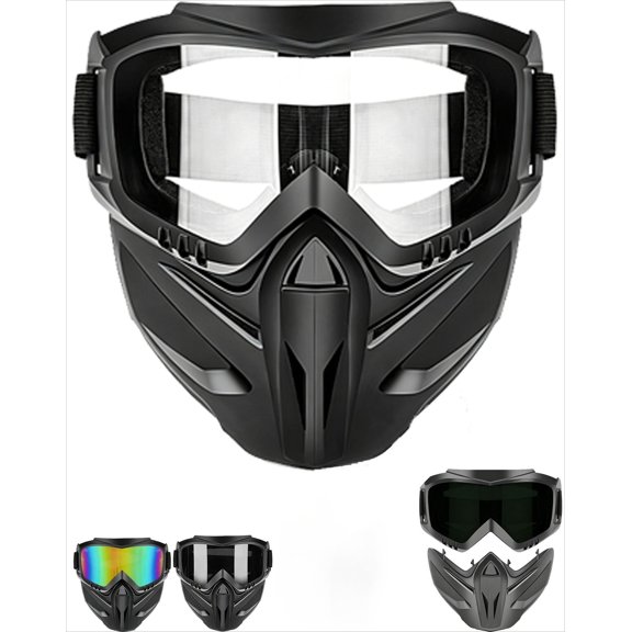 Detachable Full Face Goggle Mask,Goggle Mask for Welding & Riding,Anti-Fog Windproof Impact Resistant Face Protection Shield