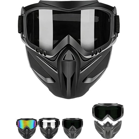 Detachable Full Face Goggle Mask,Goggle Mask for Welding Riding Grass Cutting,Anti-Fog Windproof Impact Resistant Face Shield