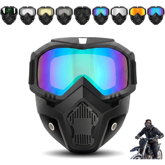 Detachable Full Face Goggle Mask, Grass Cutting Mask for Mowing Grass, Anti-Fog Full Face Goggles, Dustproof Impact Resistant Face Shield for Riding, Welding, Cutting and Yard Work