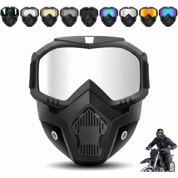 Detachable Full Face Goggle Mask, Grass Cutting Mask for Mowing Grass, Anti-Fog Full Face Goggles, Dustproof Impact Resistant Face Shield for Riding, Welding, Cutting and Yard Work