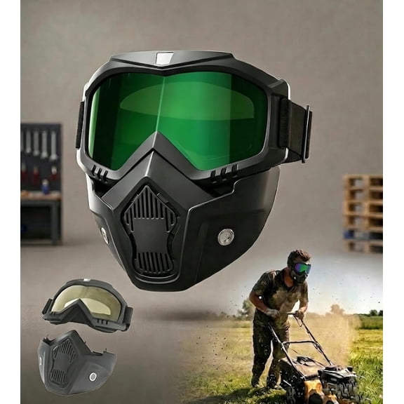 Detachable Full Face Goggle Mask, New Grass Cutting Mask, Anti-Dust Fog Hd, for Yard Work, Riding & Welding