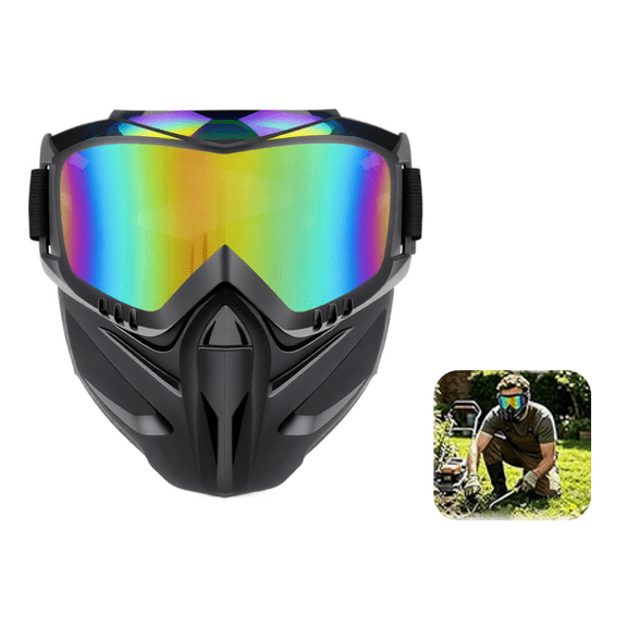 Detachable Full Face Goggle Mask Paintball Grass Cutting Mowing Respirator Goggles Anti Fog Windproof Protection Adults
