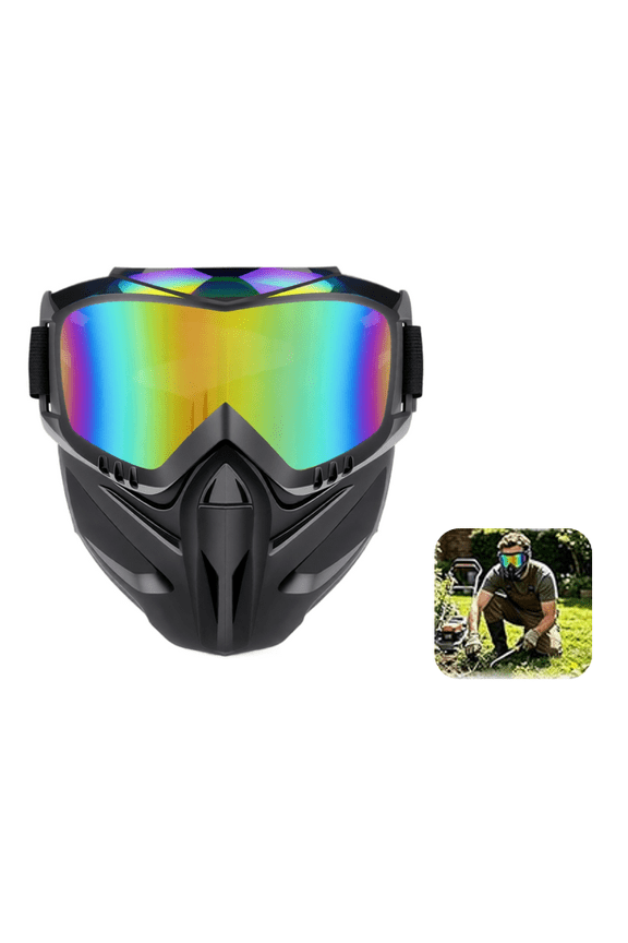 Detachable Full Face Goggle Mask Paintball Grass Cutting Mowing Respirator Goggles Anti Fog Windproof Protection Adults