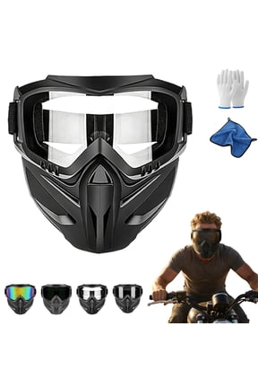 Detachable Full Face Goggle Mask for Riding and Cutting, Anti-Ultraviolet Radiation, Anti-Dust, Anti-Fog HD Lens, Large Viewing Hood, Bluetooth Headset Compatible