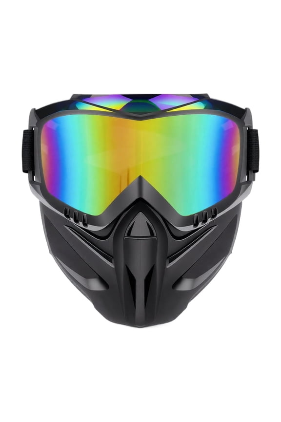 Detachable Full Face Goggle Mask,Riding and Cutting, Anti-UV, Dust, Fog HD Lens, Large Viewing Hood (J)