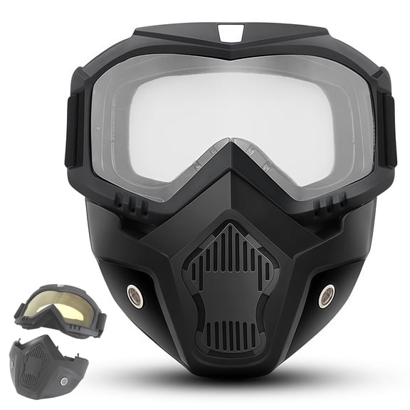 Detachable Full Face Goggle Mask, Riding and Cutting, Anti-UV, Dust, Fog HD Lens, Large Viewing Hood