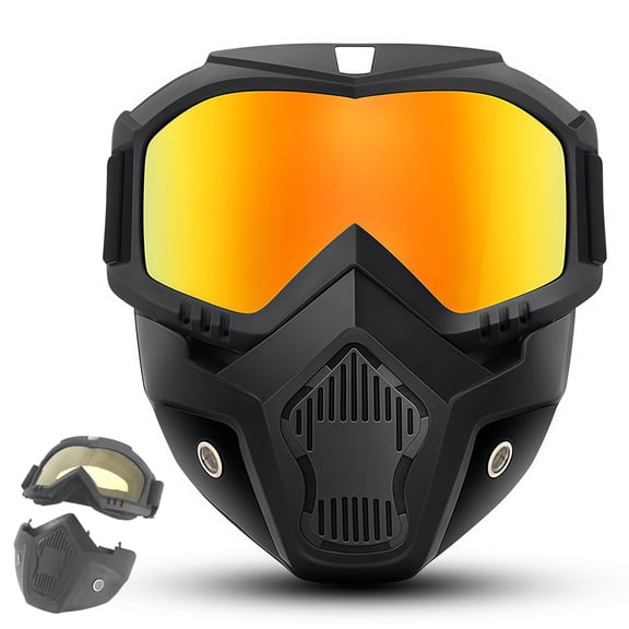 Detachable Full Face Goggle Mask, Riding and Cutting, Anti-UV, Dust, Fog HD Lens, Large Viewing Hood