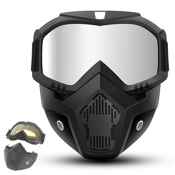 Detachable Full Face Goggle Mask,Riding and Cutting, Anti-UV, Dust, Fog HD Lens, Large Viewing Hood