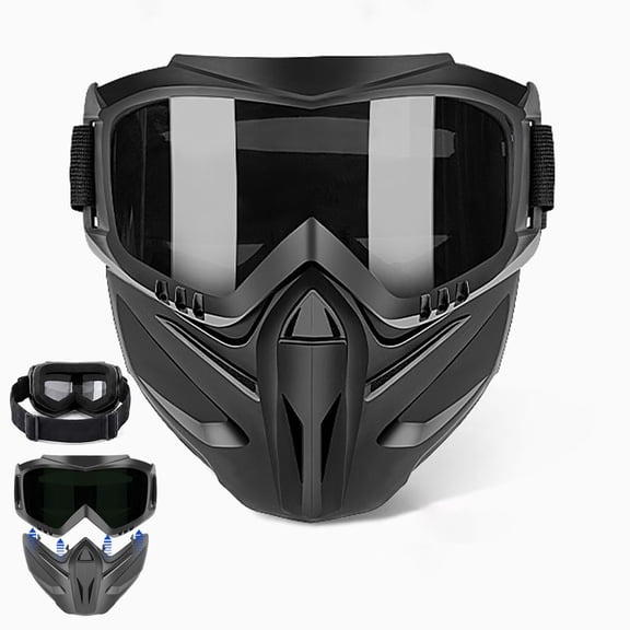 Detachable Full Face Goggle Mask Shield for Welding & Riding,Anti-Fog Windproof Impact Resistant Face Protection Shield