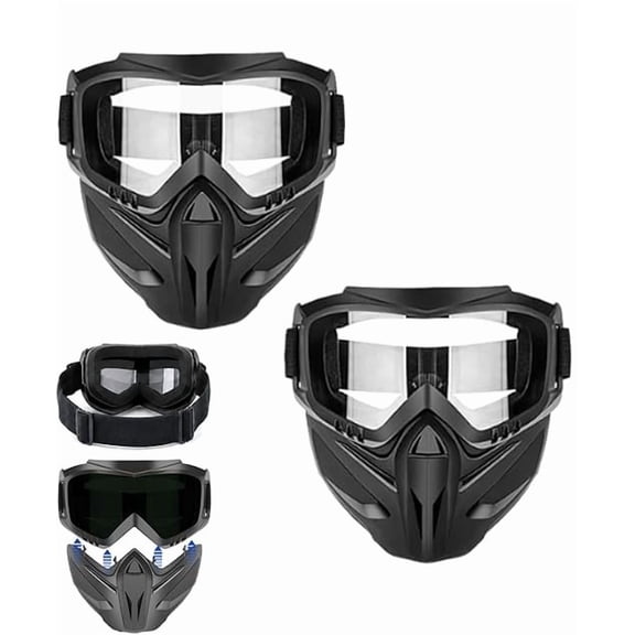 Detachable Full Face Goggle Mask Shield for Welding & Riding,Anti-Fog Windproof Impact Resistant Face Protection Shield