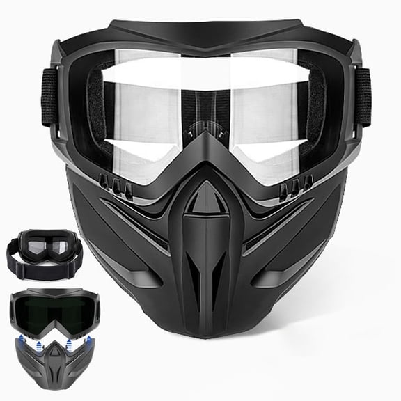 Detachable Full Face Goggle Mask Shield for Welding & Riding,Anti-Fog Windproof Impact Resistant Face Protection Shield