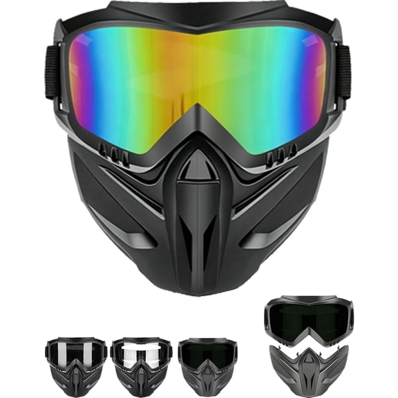 Detachable Full Face Goggle Mask,Suitable for Mowing, Welding and Cycling, Anti-Fog Windproof Impact Resistant Face Protection Shield