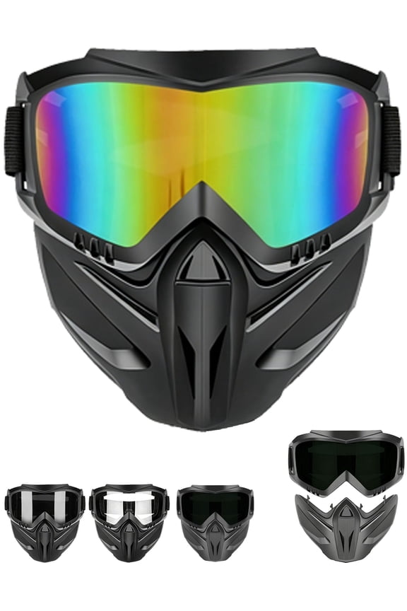 Detachable Full Face Goggle Mask,Suitable for Mowing, Welding and Cycling, Anti-Fog Windproof Impact Resistant Face Protection Shield