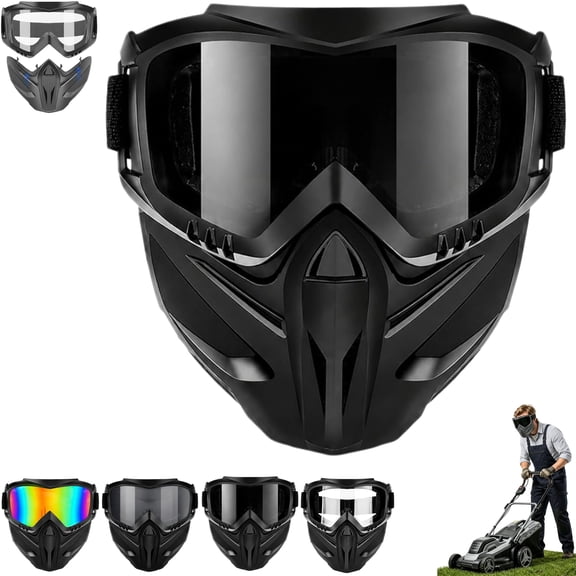 Detachable Full Face Goggle Mask for Grass Cutting Landscaping - Anti-Fog Grass Cutting Goggles Mask for Yard Work (Colored)