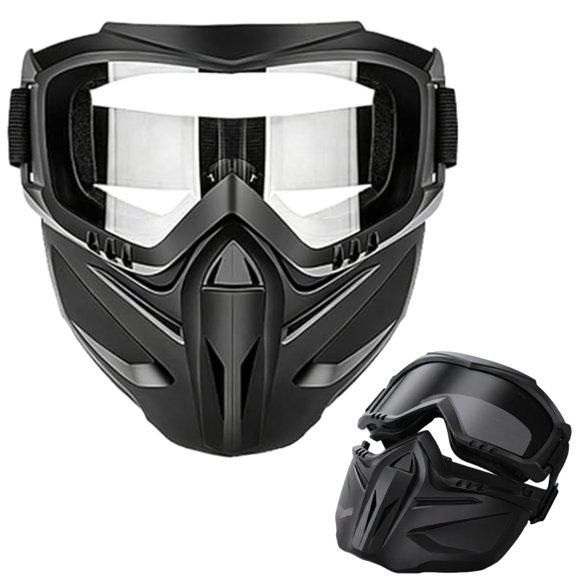 Detachable Full Face Mask for Welding and Riding, Anti Fog Impact Resistant Windproof Goggle Shield, Face Protection for Adults