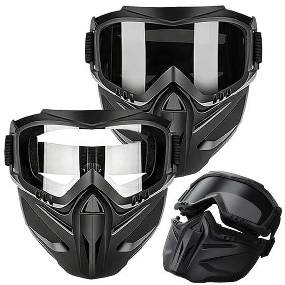 Detachable Full Face Mask for Welding and Riding, Anti Fog Impact Resistant Windproof Goggle Shield, Face Protection for Adults