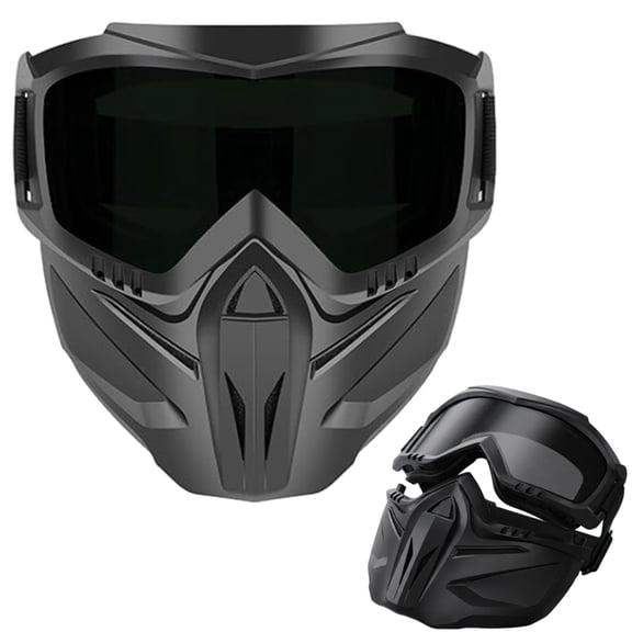 Detachable Full Face Mask for Welding and Riding, Anti Fog Impact Resistant Windproof Goggle Shield, Face Protection for Adults