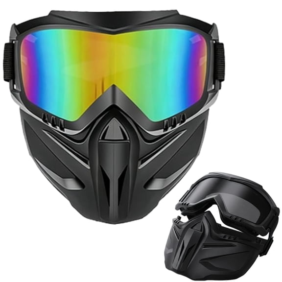 Detachable Full Face Mask for Welding and Riding, Anti Fog Impact Resistant Windproof Goggle Shield, Face Protection for Adults