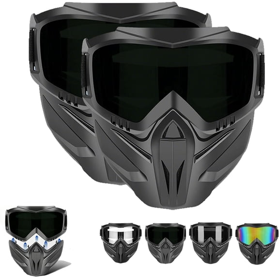 Detachable Full Face Protective Goggle Mask, Anti-Fog Breathable Protective Shield, Universal Tactical Eyewear for Airsoft Paintball Ski Outdoor Riding