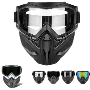 Detachable Full Face Protective Goggle Mask, Anti-Fog Breathable Protective Shield, Universal Tactical Eyewear for Airsoft Paintball Ski Outdoor Riding