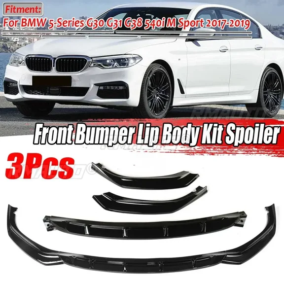Detachable Glossy Black Car Front Bumper Splitter Lip Spoiler Cover For BMW 5-Series G30 G31 G38 540i M Sport 2017-2019 Body Kit