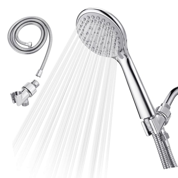 Detachable Handheld Shower Head with Hose - High pressure 5 Functions Showerheads Hand Held Shower Heads,Extra Long 4.7 ft. Stainless Steel Hose and Holder