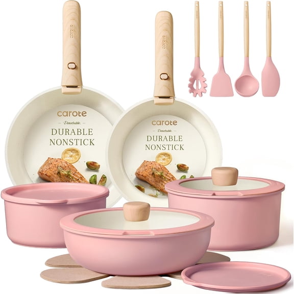 Detachable Handle Cookware Set, Stackable Space-Saving Pots and Pans Set, Nonstick Kitchen Cookware for Stovetop, Oven and Table Use
