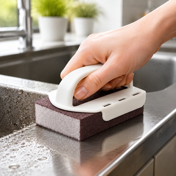 Detachable Handle Diamond Sand Cleaning Sponge, Reusable Kitchen Rust Eraser Sponge for Stainless Steel Cookware Cleaning