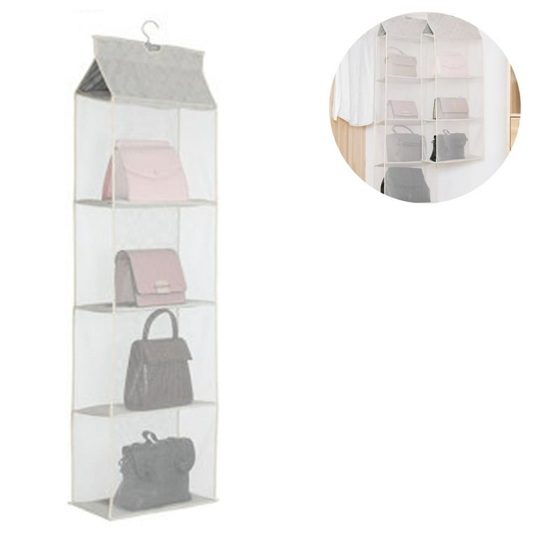 Detachable Hanging Handbag Purse Organizer for Closet, Purse Bag Storage Holder for Wardrobe Closet with 4 Shelves Space Saving Purse Organizers, Size