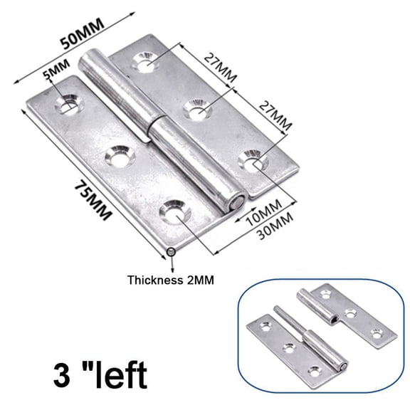 Detachable Hinge, Small Slip Joint Flag Hinges, Lift Off Detachable Door Hinges, 304 Stainless Steel