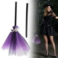 thumbnail image 1 of Detachable Kids Witch Broom Prop, Tulle Pumpkin Spider Skull Decor Halloween Witch Broomstick, Adjustable Length Costume Accessory for Cosplay Party Trick or Treat, 1 of 7