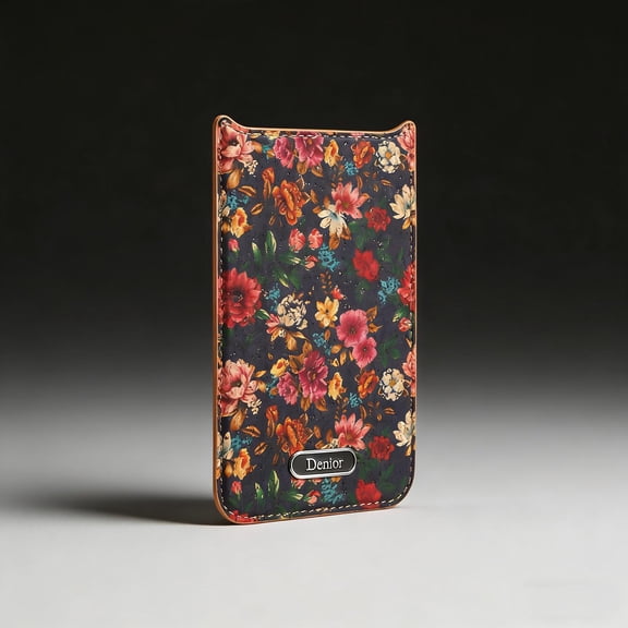 Detachable Magnetic Back Wallet for iPhone 15 Plus Back Card Holder, Fashionable Vintage Floral Pattern PU Leather Lightweight Slim Fit Back Slot Wallet for iPhone 15 Plus, Purple
