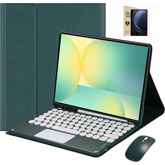 Detachable Magnetic Bluetooth Keyboard Case with Touchpad & Wireless Mouse for Lenovo Tab M11 / Idea Tab 11 / K11 LTE, Protective Cover, 2‑Pack Screen Protectors,Green