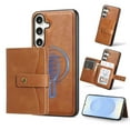 thumbnail image 1 of Detachable Magnetic Phone Cases Compatible with Samsung Galaxy A15, Case with Card Holder, Support Magnetic Wireless Charger, Classic PU Leather Kickstand Wallet Phone Cover, Brown, 1 of 5