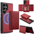 thumbnail image 1 of Detachable Magnetic Wallet Case for Samsung Galaxy S24 Ultra, Premium PU Leather RFID Blocking Card Holder with Kickstand, TPU Shockproof Protective Slim Cover, Wireless Charging Compatible, Red, 1 of 11