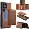 thumbnail image 1 of Detachable Magnetic Wallet Case for Samsung Galaxy S25 Ultra, Premium PU Leather RFID Blocking Card Holder with Kickstand, TPU Shockproof Protective Slim Cover, Wireless Charging Compatible, Brown, 1 of 11