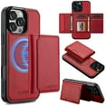 thumbnail image 1 of Detachable Magnetic Wallet Case for iPhone 13 Pro Max, Premium PU Leather RFID Blocking Card Holder with Kickstand, TPU Shockproof Drop Protective Slim Cover, Wireless Charging Compatible, Red, 1 of 11