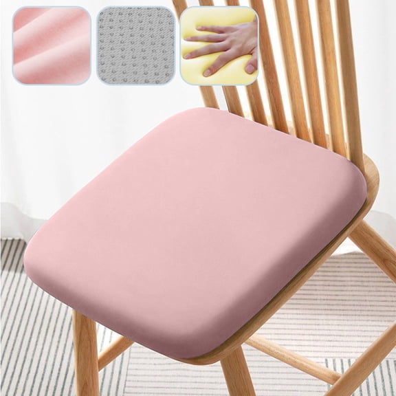 Detachable Memory Foam Seat Cushion Chair Cushion Non-Slip Dining Stool Pad Circle Chair Pad with Rubber Back Washable for Kitchen Dining Office Chairs （Pink）